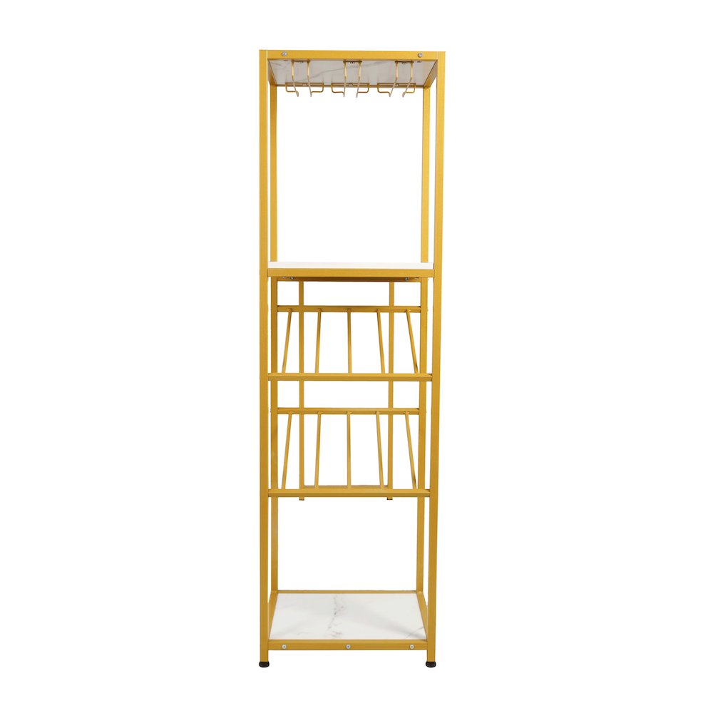 Modern Wine and Bar Table with Shelves, Marble Top/Gold Frame. Picture 9