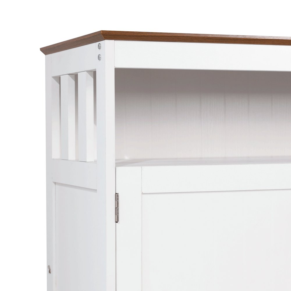 Classic Buffet and Sideboard Storage Cabinet, Walnut Top/White Frame. Picture 8