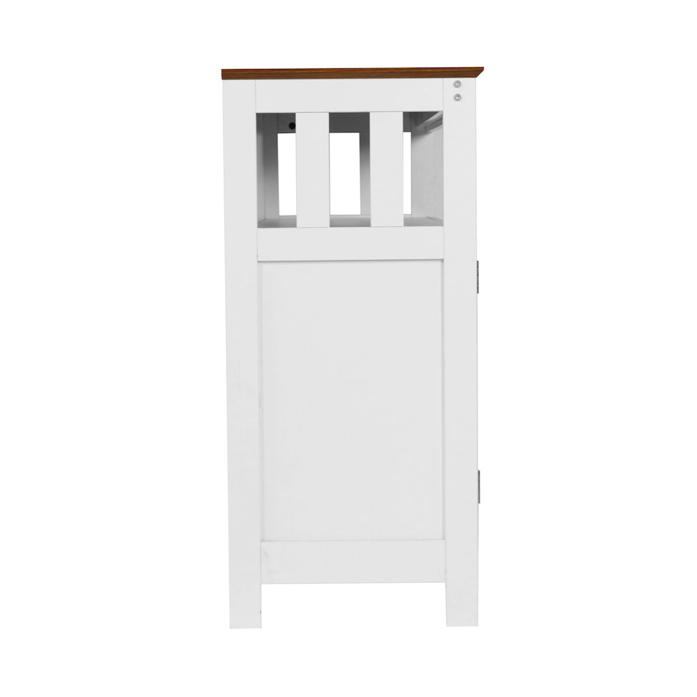Classic Buffet and Sideboard Storage Cabinet, Walnut Top/White Frame. Picture 9