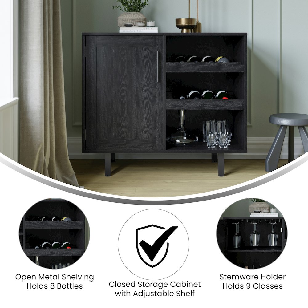 Traditional Bar and Sideboard Storage Cabinet, Black. Picture 4