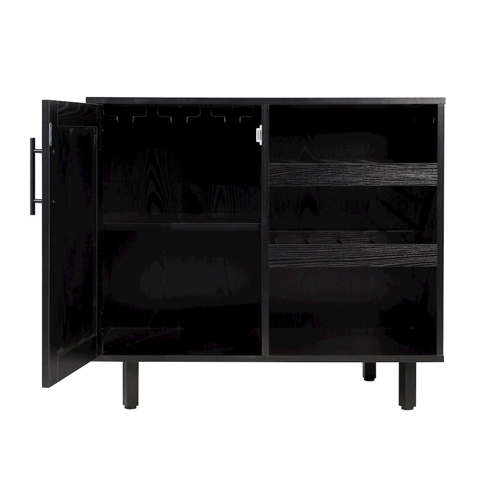 Traditional Bar and Sideboard Storage Cabinet, Black. Picture 12
