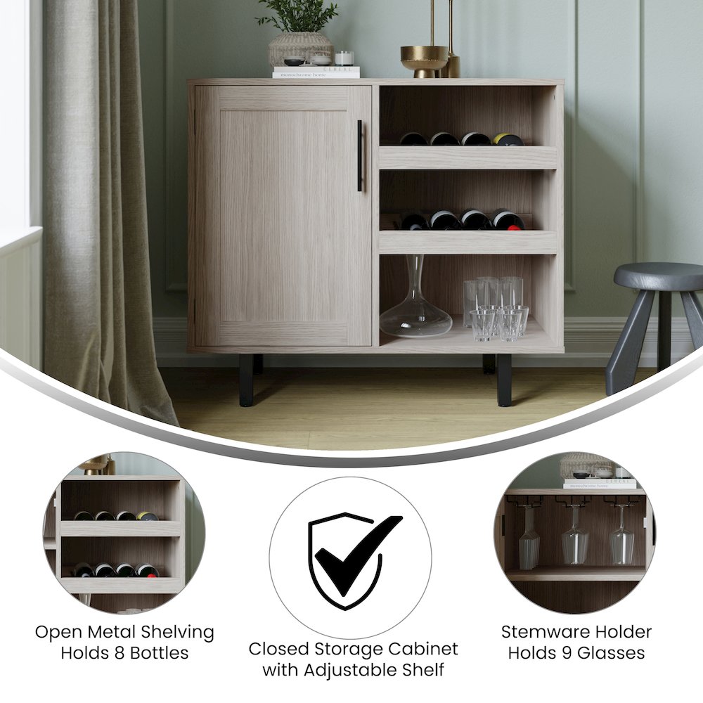 Traditional Bar and Sideboard Storage Cabinet, Gray. Picture 4