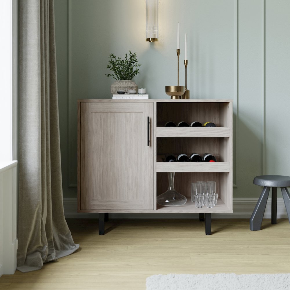 Traditional Bar and Sideboard Storage Cabinet, Gray. Picture 3