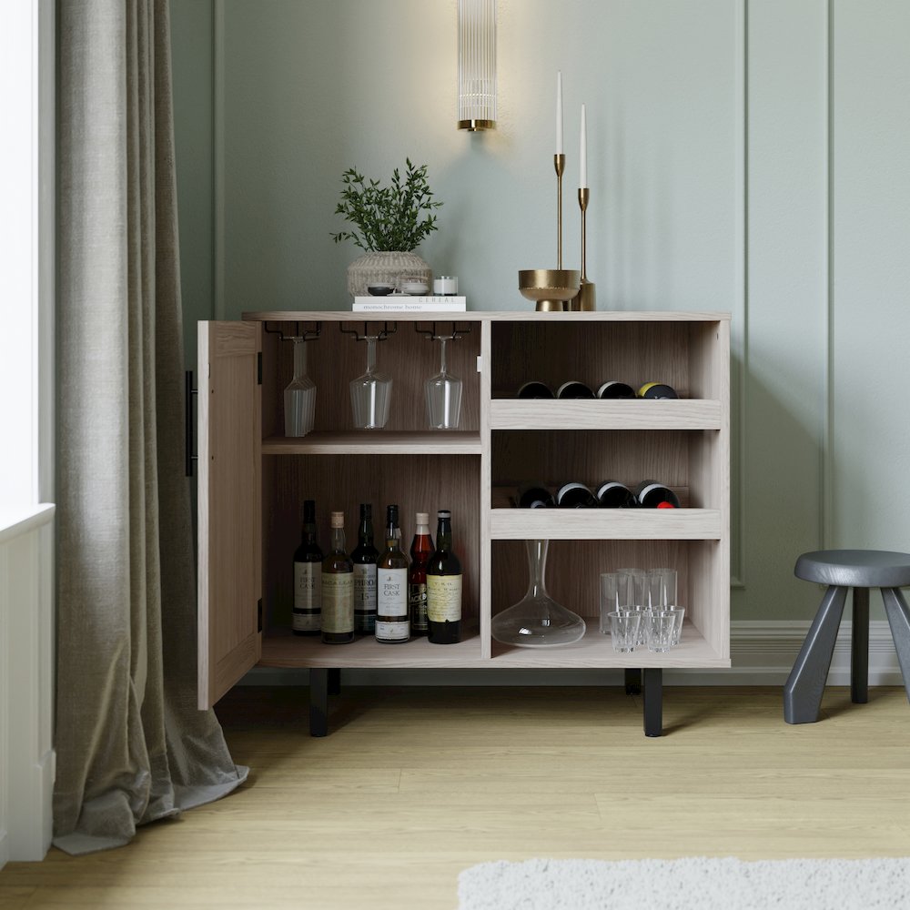 Traditional Bar and Sideboard Storage Cabinet, Gray. Picture 6