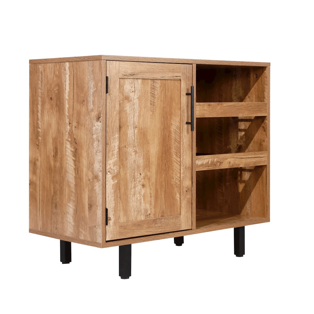 Traditional Bar and Sideboard Storage Cabinet, Light Brown. Picture 1