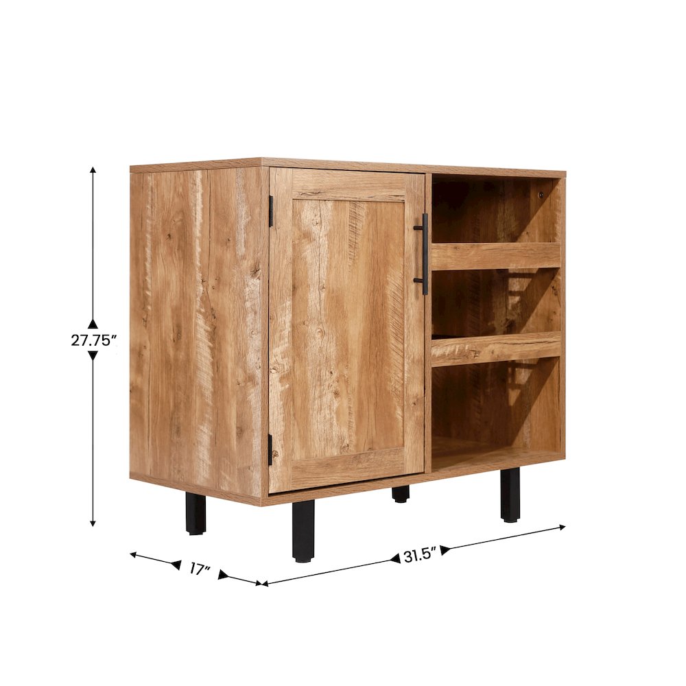 Traditional Bar and Sideboard Storage Cabinet, Light Brown. Picture 5