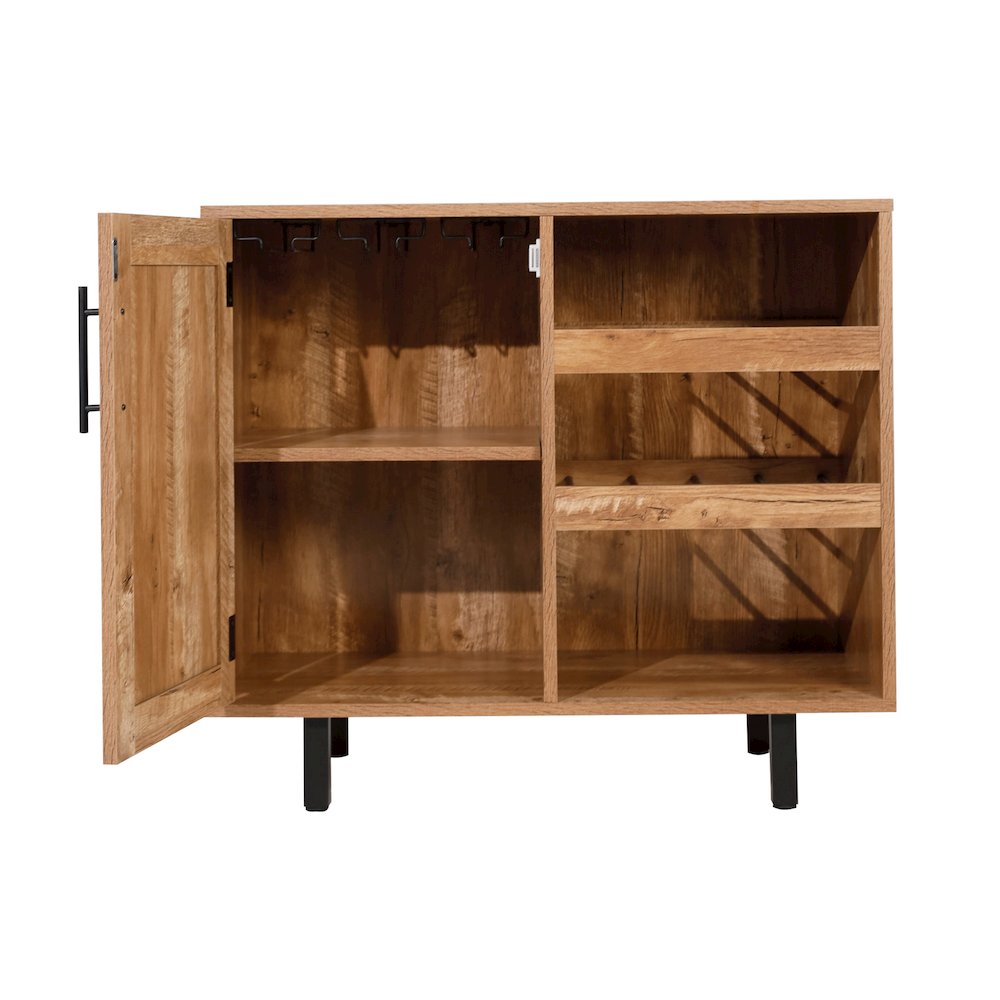 Traditional Bar and Sideboard Storage Cabinet, Light Brown. Picture 11