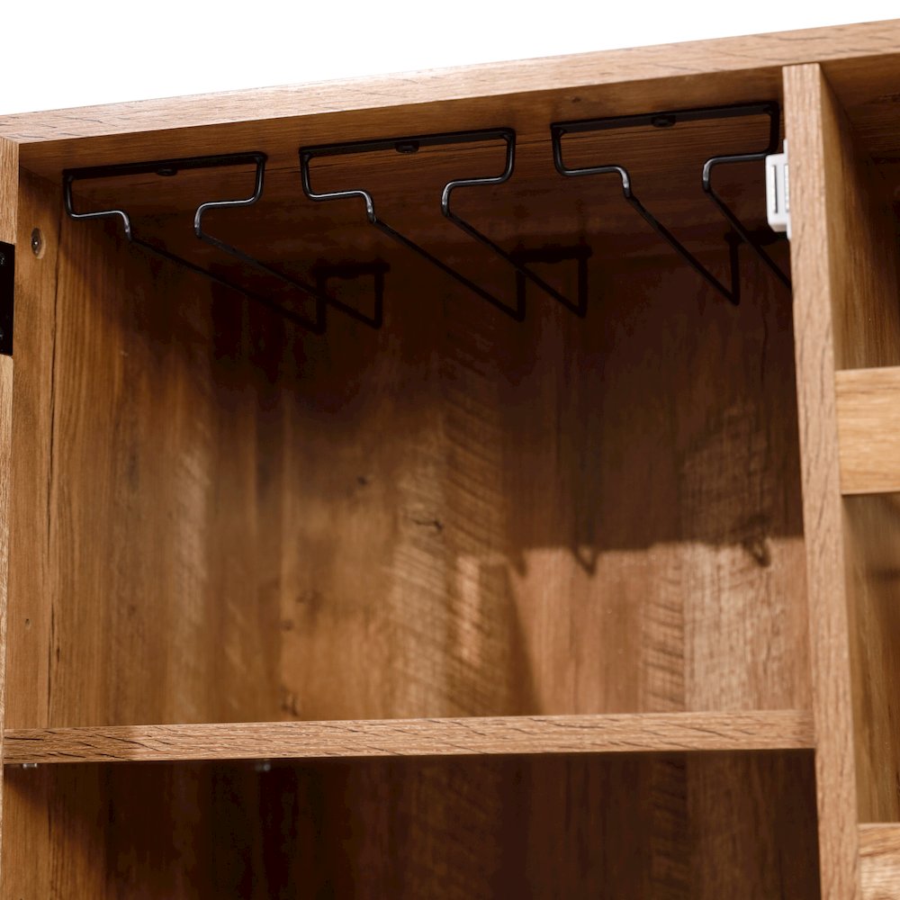 Traditional Bar and Sideboard Storage Cabinet, Light Brown. Picture 12