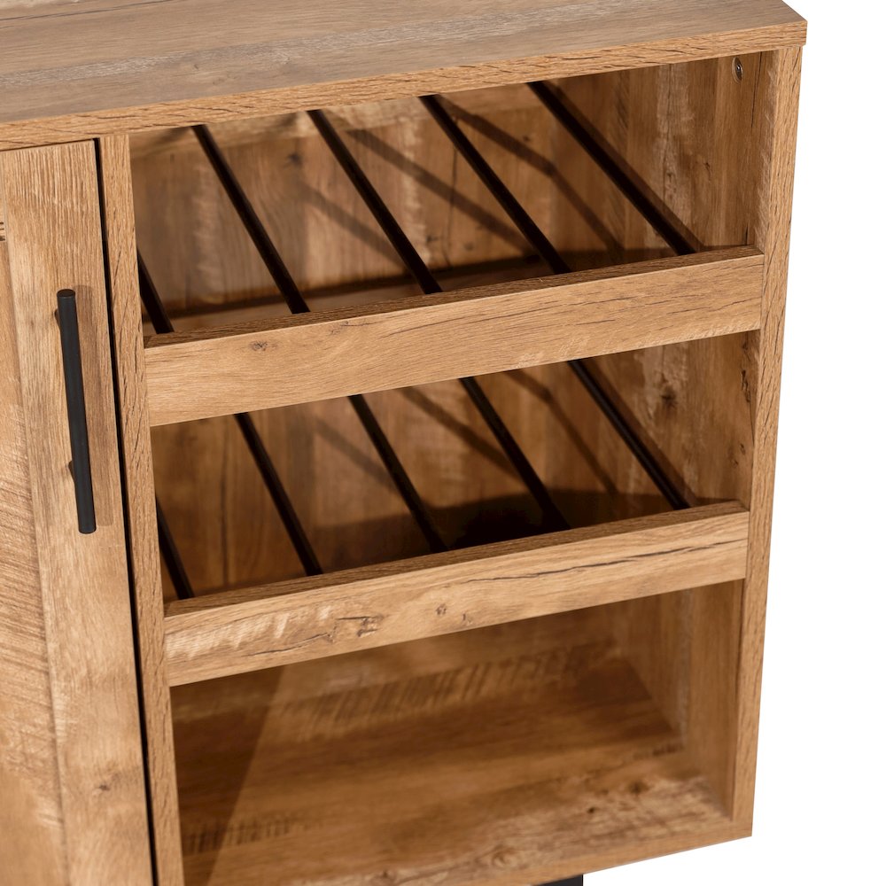 Traditional Bar and Sideboard Storage Cabinet, Light Brown. Picture 13