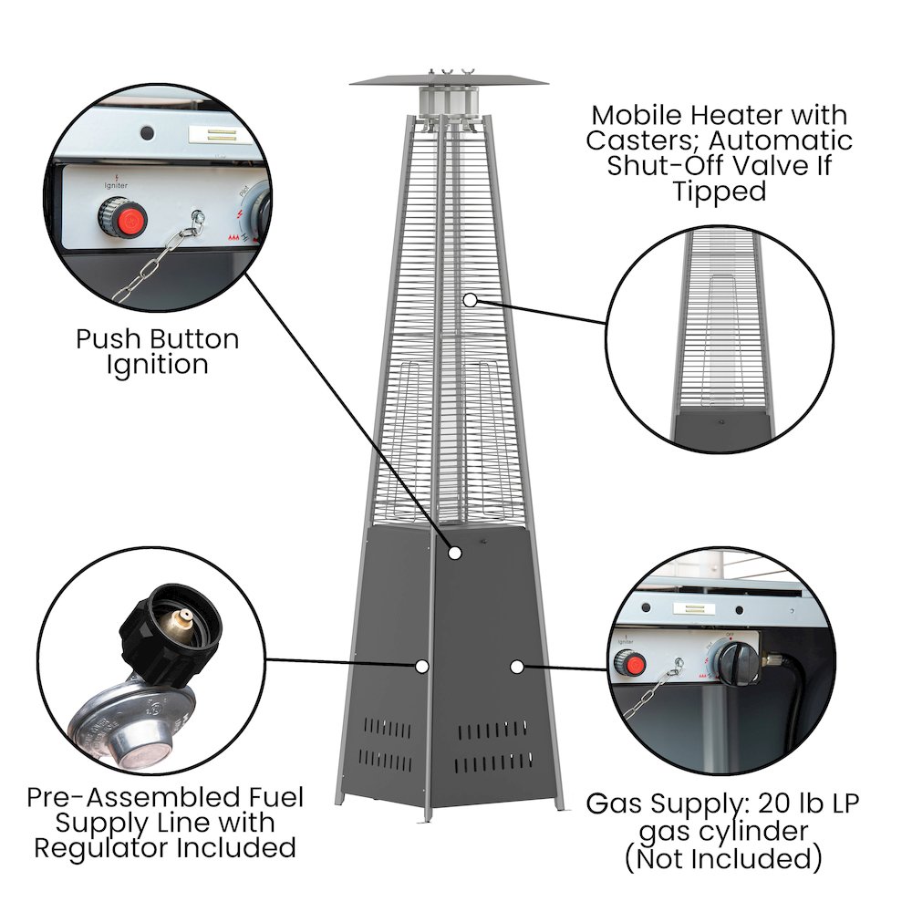 Contemporary Outdoor Patio Heater with Wheels. Picture 4