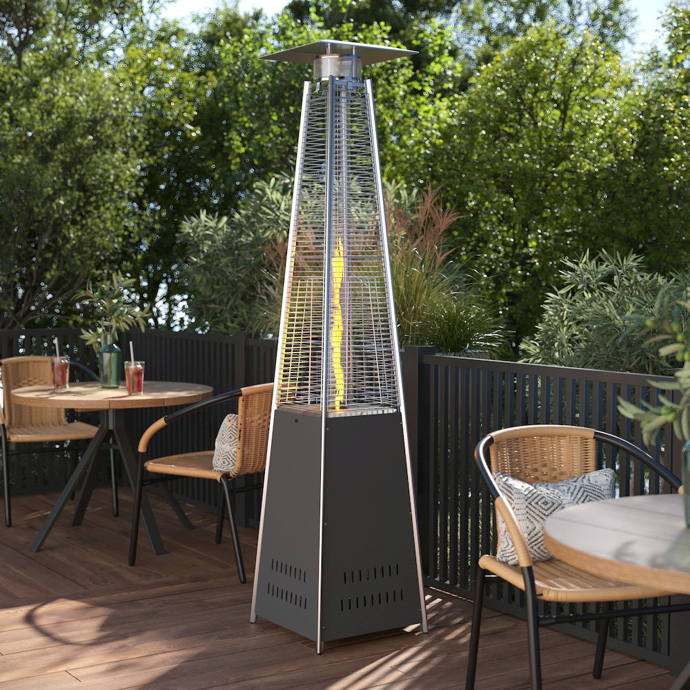 Contemporary Outdoor Patio Heater with Wheels. Picture 2