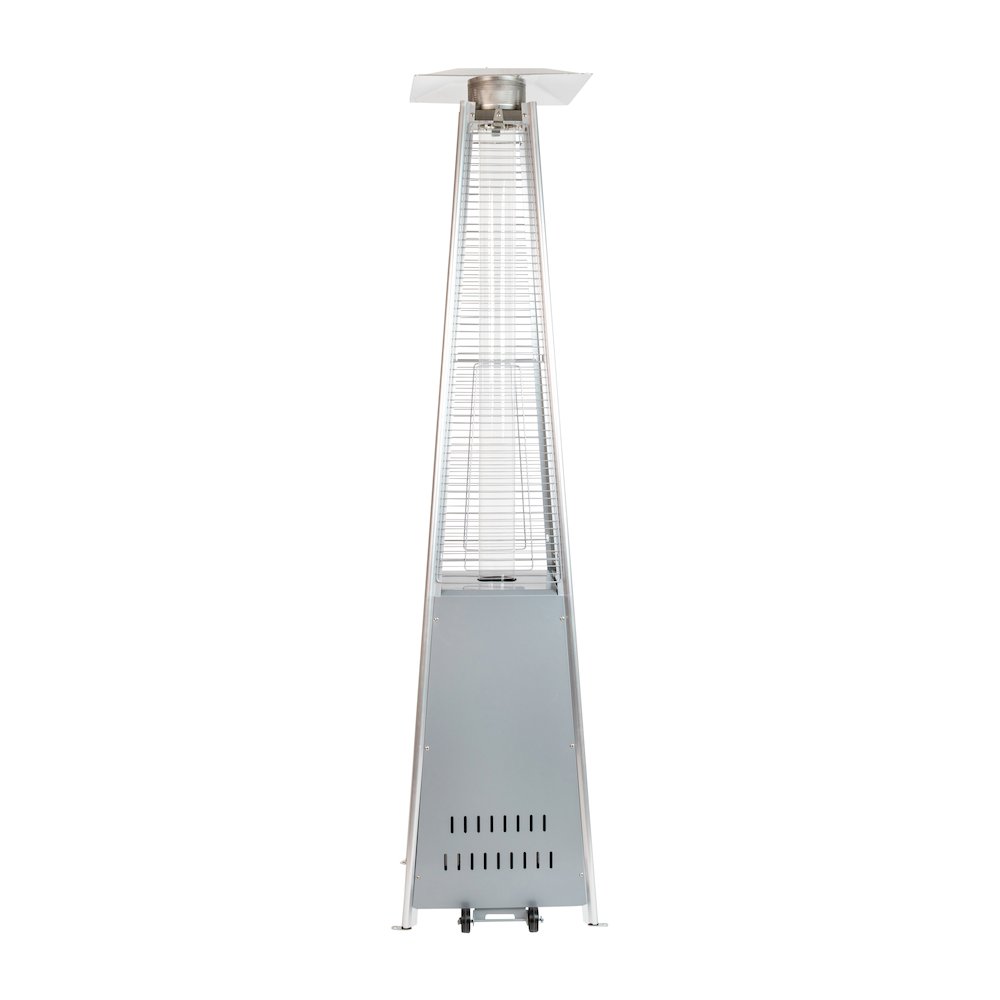 Patio Heating-Silver Stainless Steel Pyramid with Wheels. Picture 7