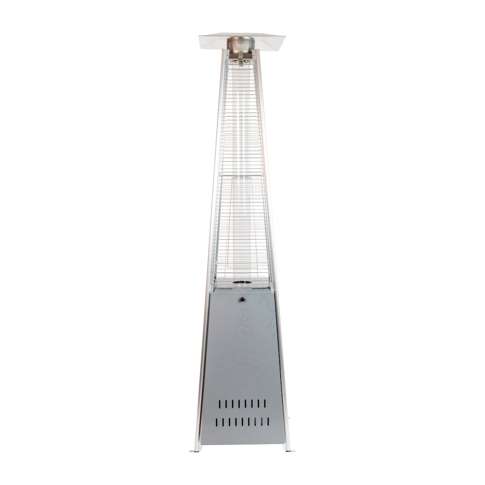 Patio Heating-Silver Stainless Steel Pyramid with Wheels. Picture 9