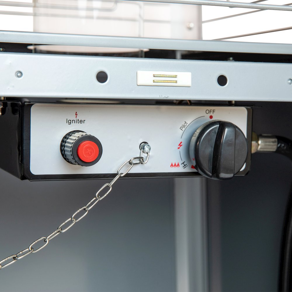 Patio Heating-Silver Stainless Steel Pyramid with Wheels. Picture 8