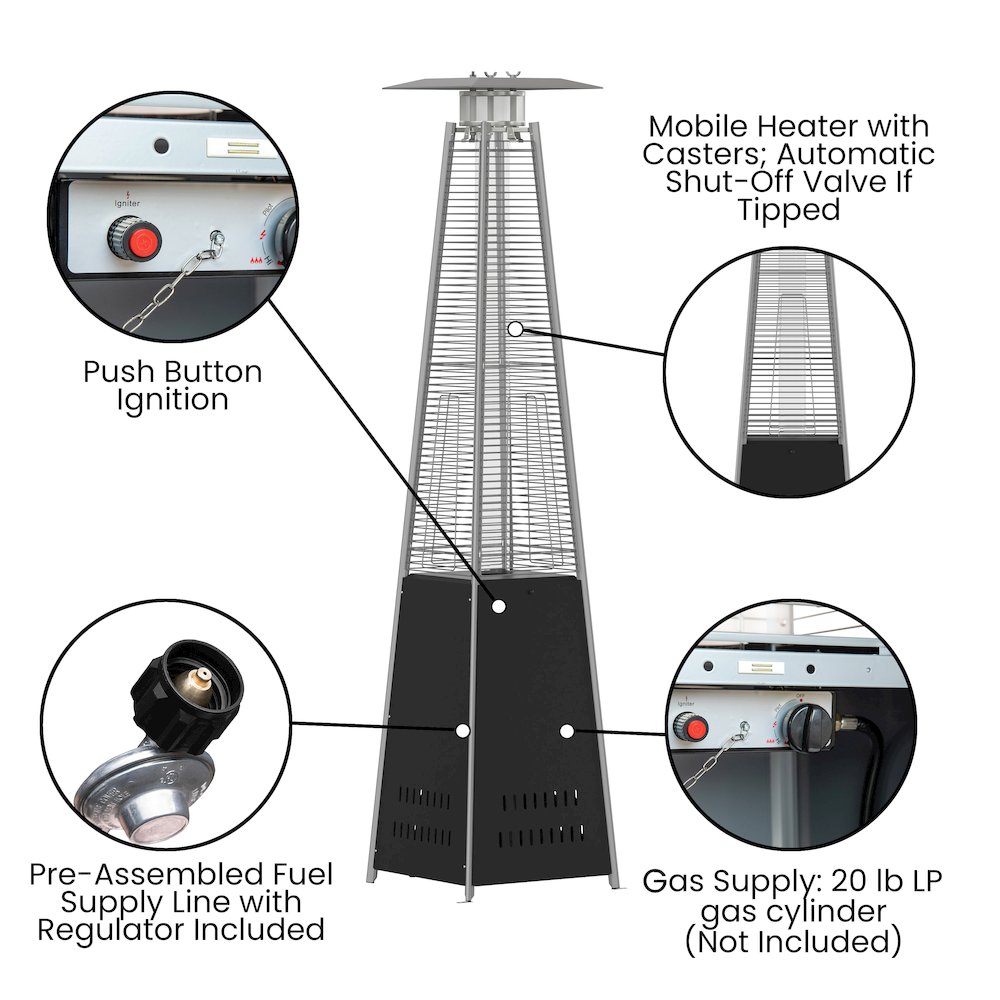 Contemporary Outdoor Patio Heater with Wheels. Picture 4