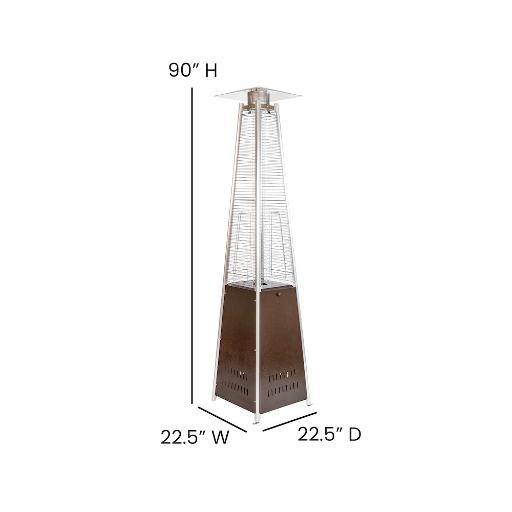 Patio Heating-Bronze Stainless Steel Pyramid with Wheels. Picture 5