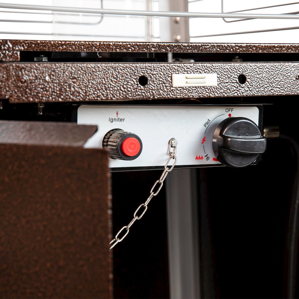Patio Heating-Bronze Stainless Steel Pyramid with Wheels. Picture 8