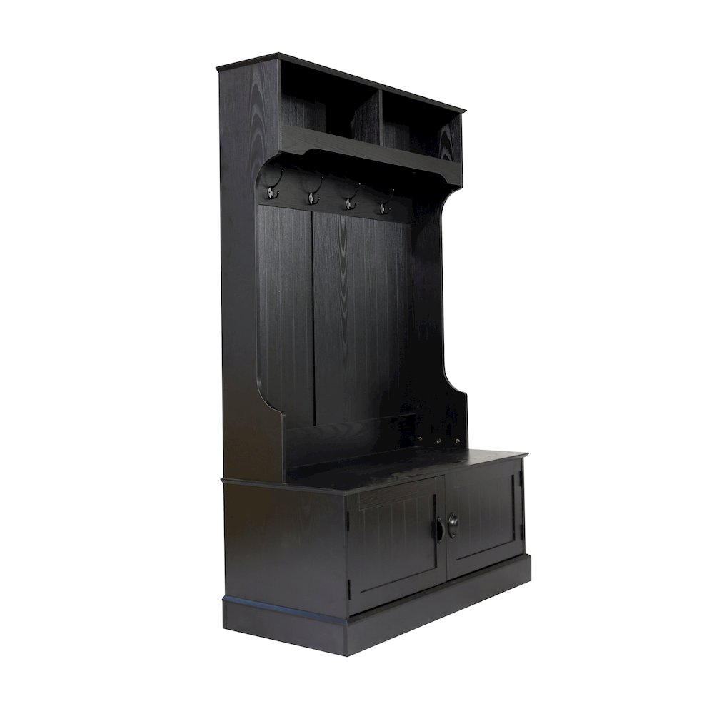 40" Wide Hallway Tree with Storage, Black. Picture 1
