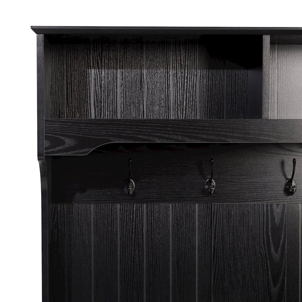 40" Wide Hallway Tree with Storage, Black. Picture 8