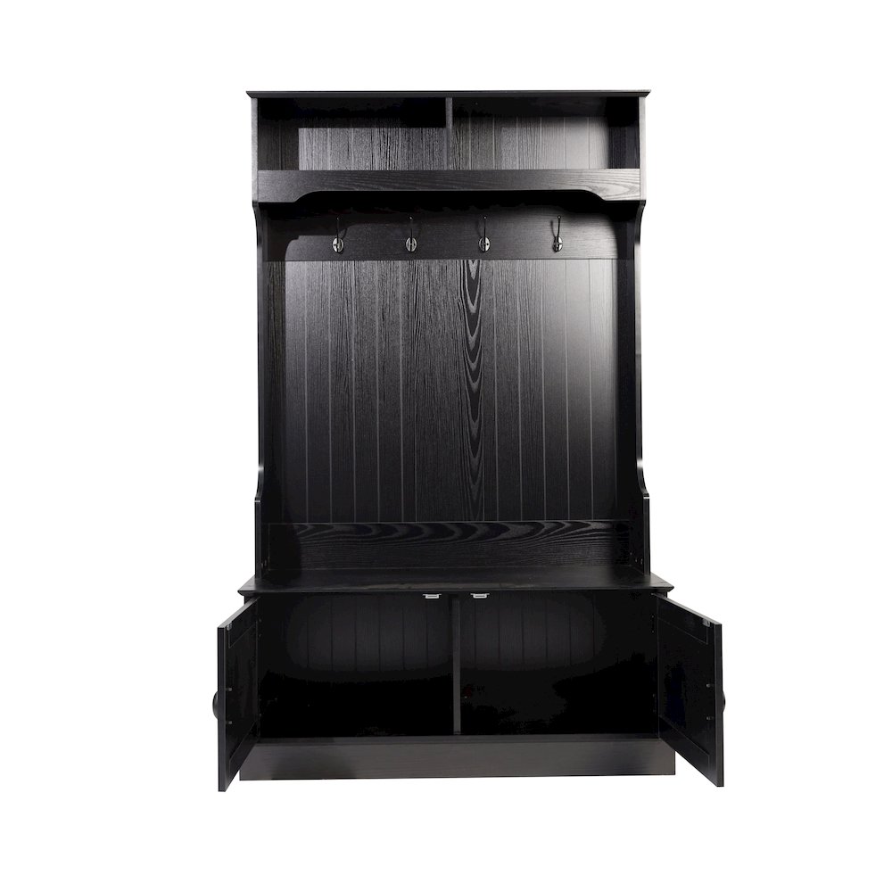40" Wide Hallway Tree with Storage, Black. Picture 12