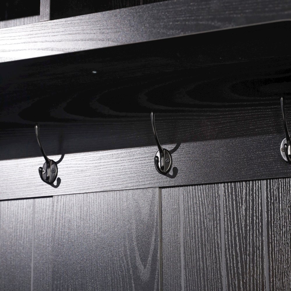 40" Wide Hallway Tree with Storage, Black. Picture 13