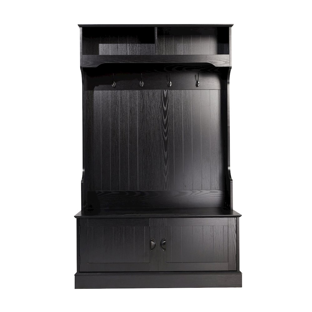 40" Wide Hallway Tree with Storage, Black. Picture 10