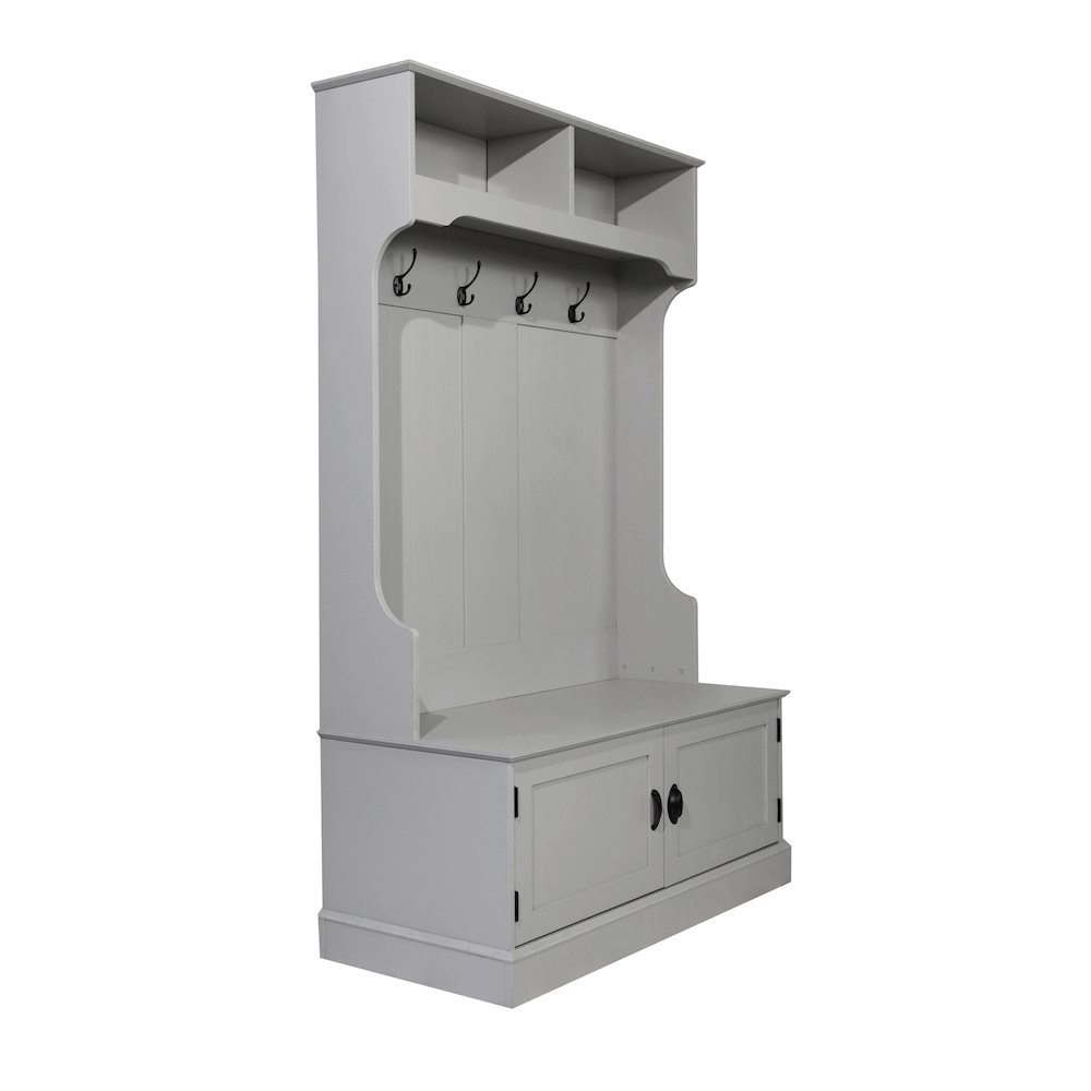 40" Wide Hallway Tree with Storage, Gray. Picture 1