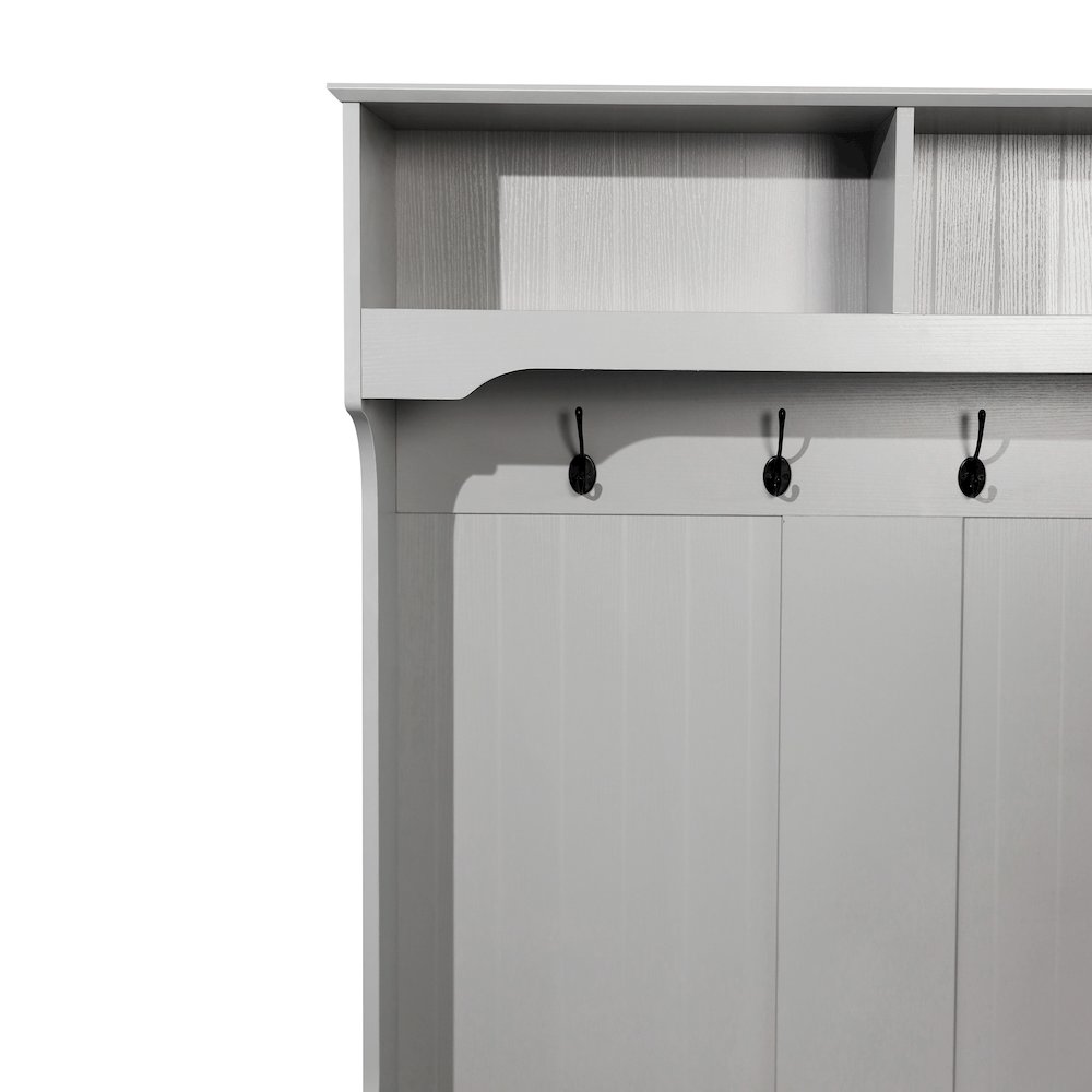 40" Wide Hallway Tree with Storage, Gray. Picture 8