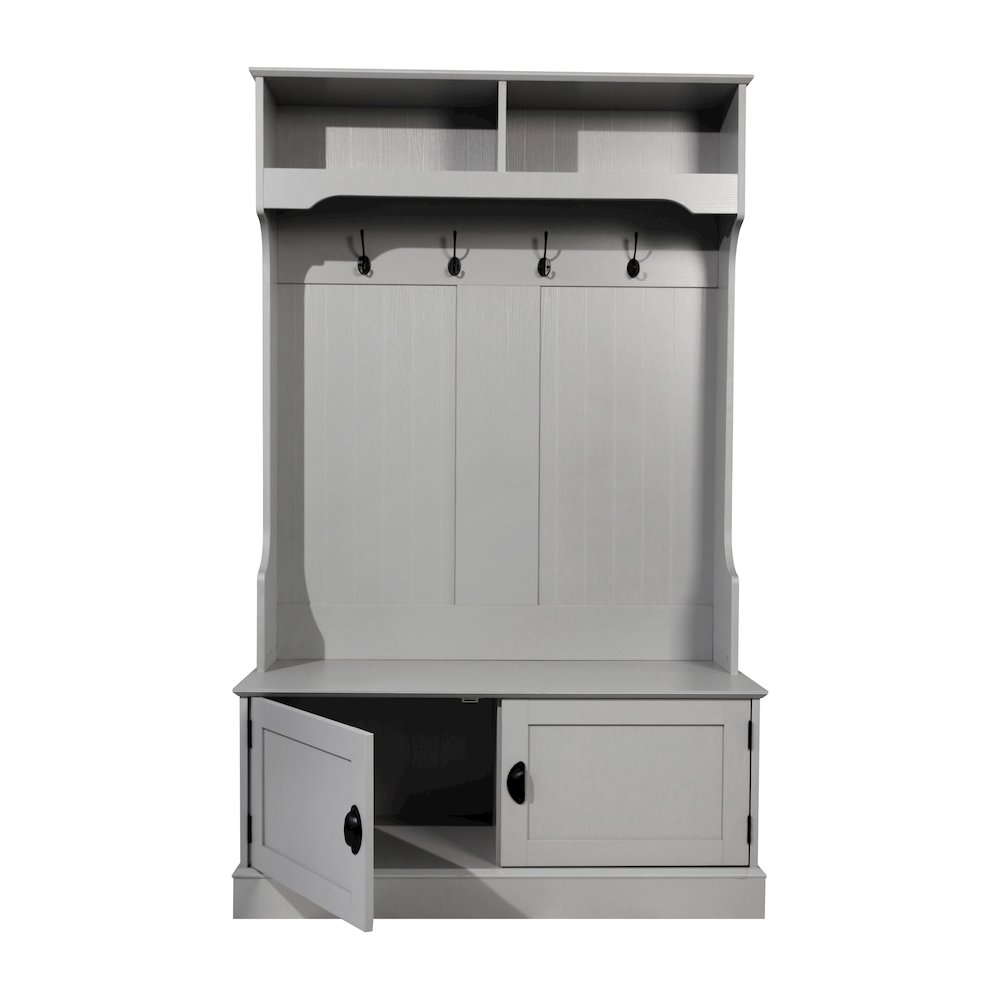 40" Wide Hallway Tree with Storage, Gray. Picture 11