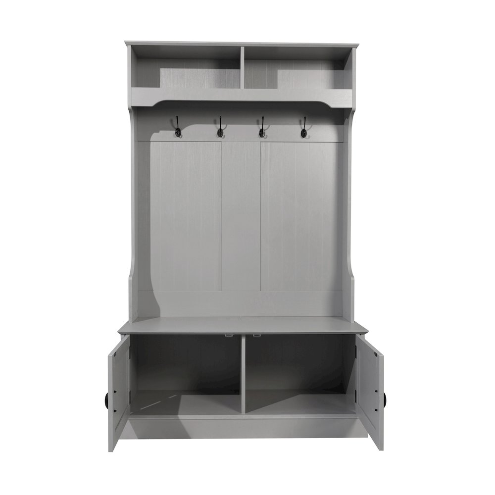 40" Wide Hallway Tree with Storage, Gray. Picture 12