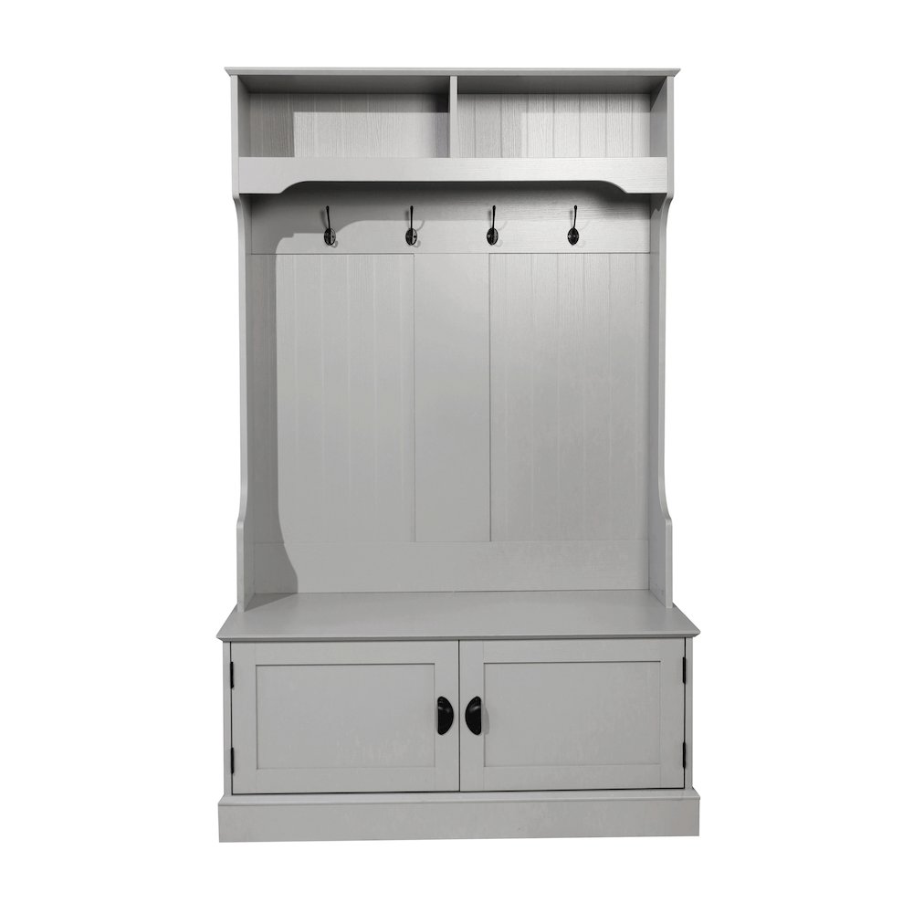 40" Wide Hallway Tree with Storage, Gray. Picture 10