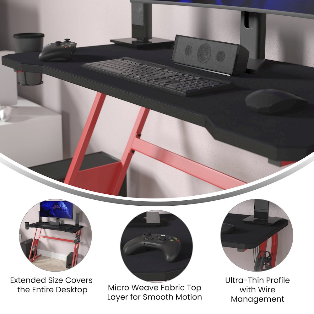 Black Mega Size Extended Gaming Mouse Pad with Anti-Slip Rubber Micro Weave Top. Picture 4