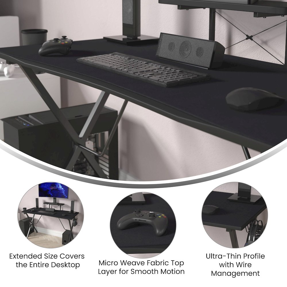 Black Mega Size Extended Gaming Mouse Pad with Anti-Slip Rubber Base. Picture 4