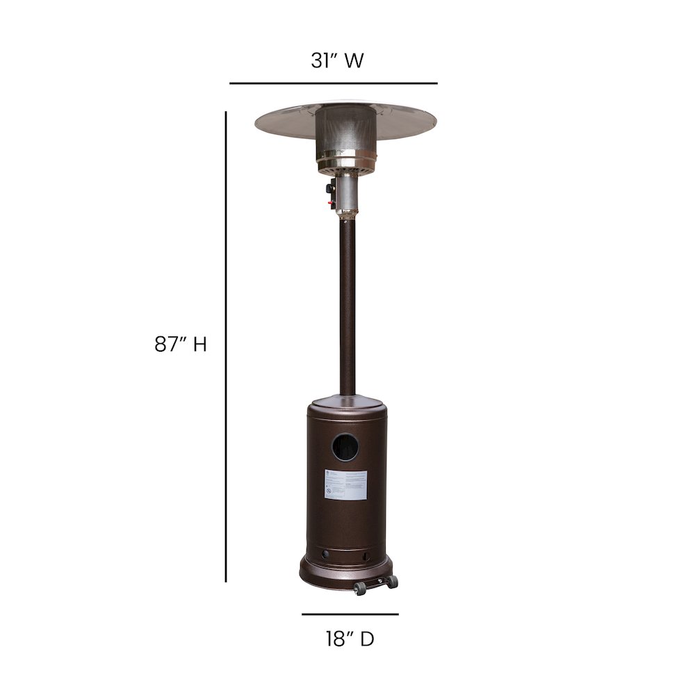Bronze Stainless Steel Propane Heater with Wheels-7.5 Feet Tall. Picture 5