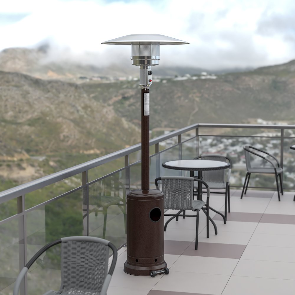 Bronze Stainless Steel Propane Heater with Wheels-7.5 Feet Tall. Picture 2