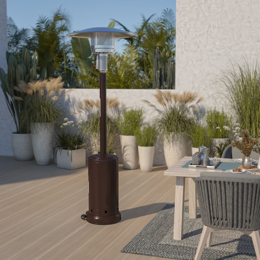 Bronze Stainless Steel Propane Heater with Wheels-7.5 Feet Tall. Picture 6