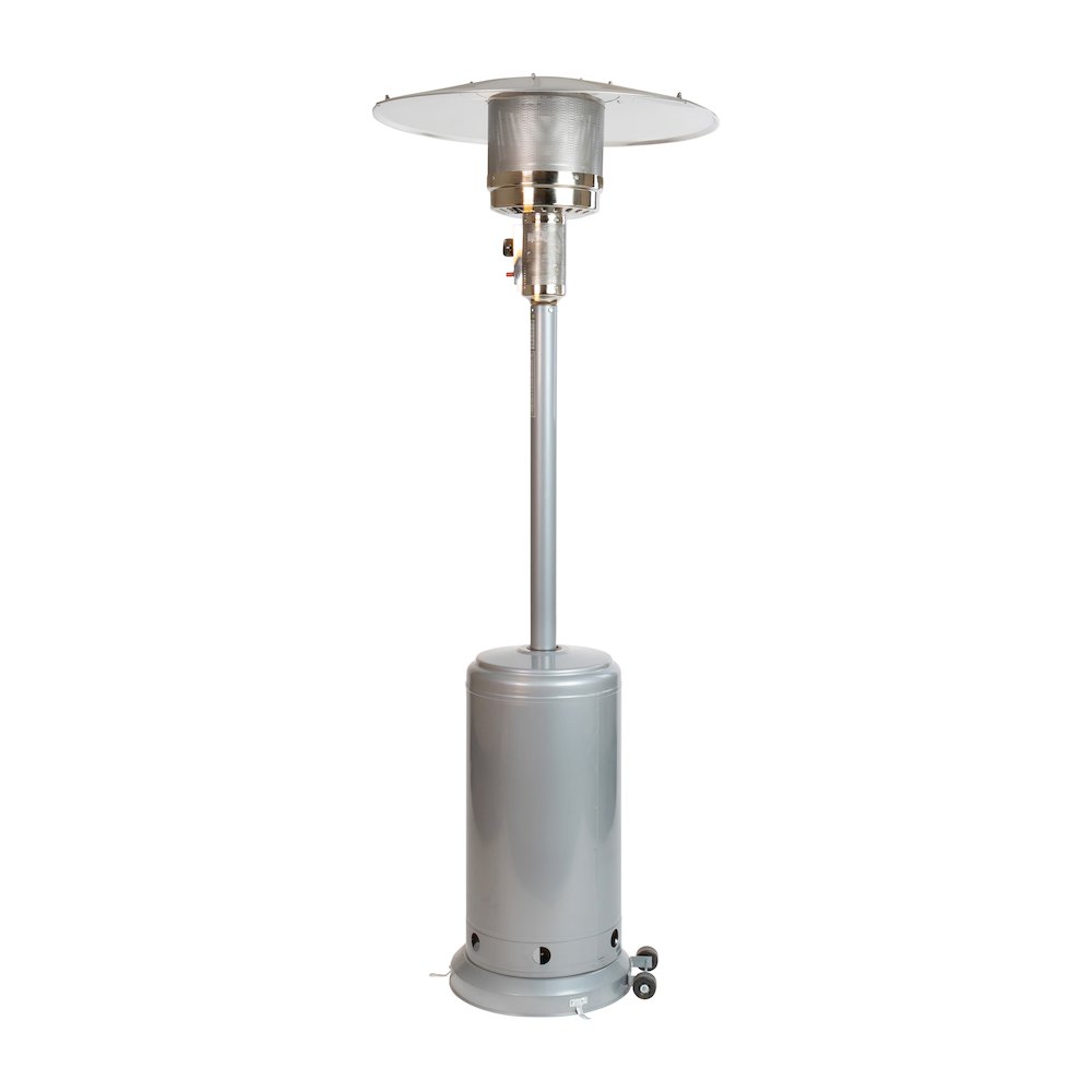 Silver Stainless Steel Propane Heater with Wheels-7.5 Feet Tall. Picture 1