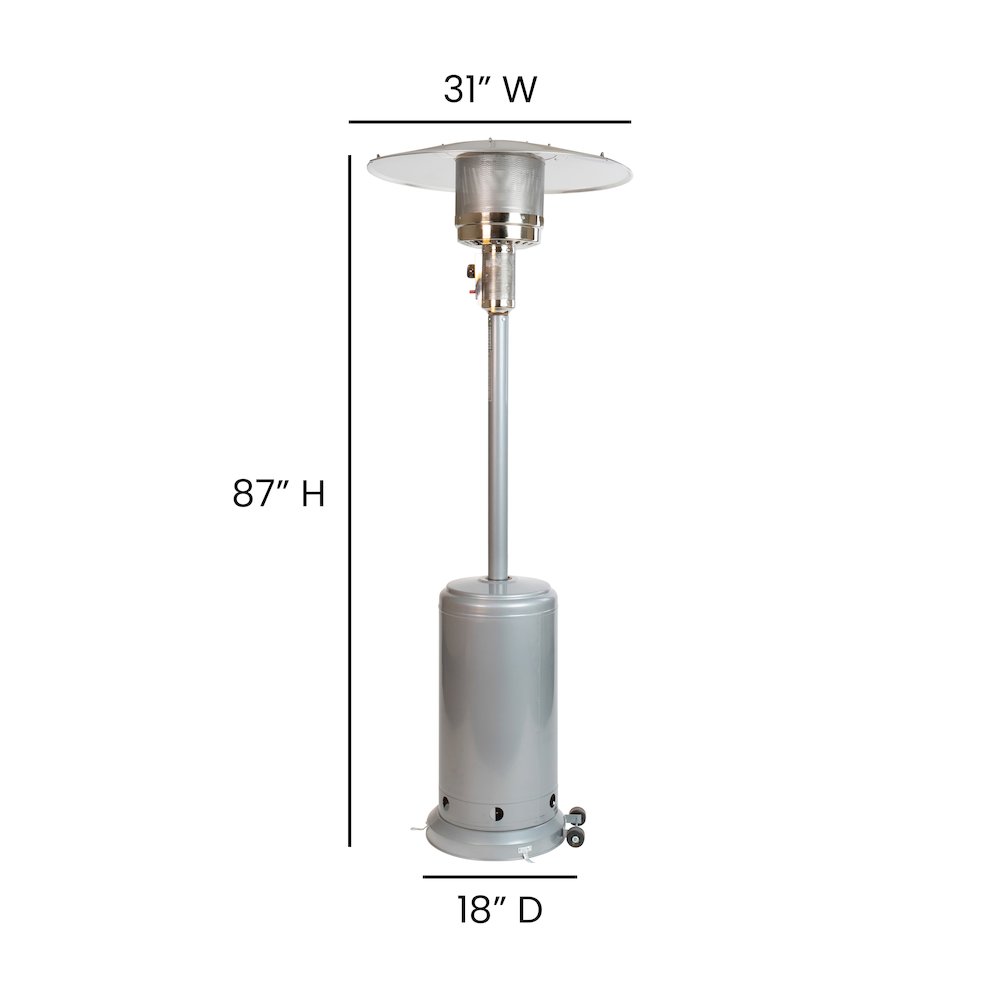Silver Stainless Steel Propane Heater with Wheels-7.5 Feet Tall. Picture 5