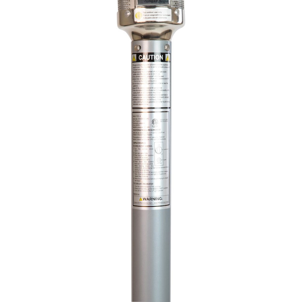 Silver Stainless Steel Propane Heater with Wheels-7.5 Feet Tall. Picture 8