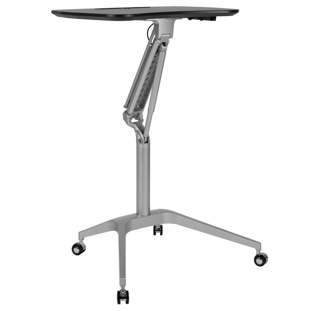Mobile Sit-Down, Stand-Up Black Computer Ergonomic Desk with 28.25"W Top (Adjustable Range 29" - 41"). Picture 4