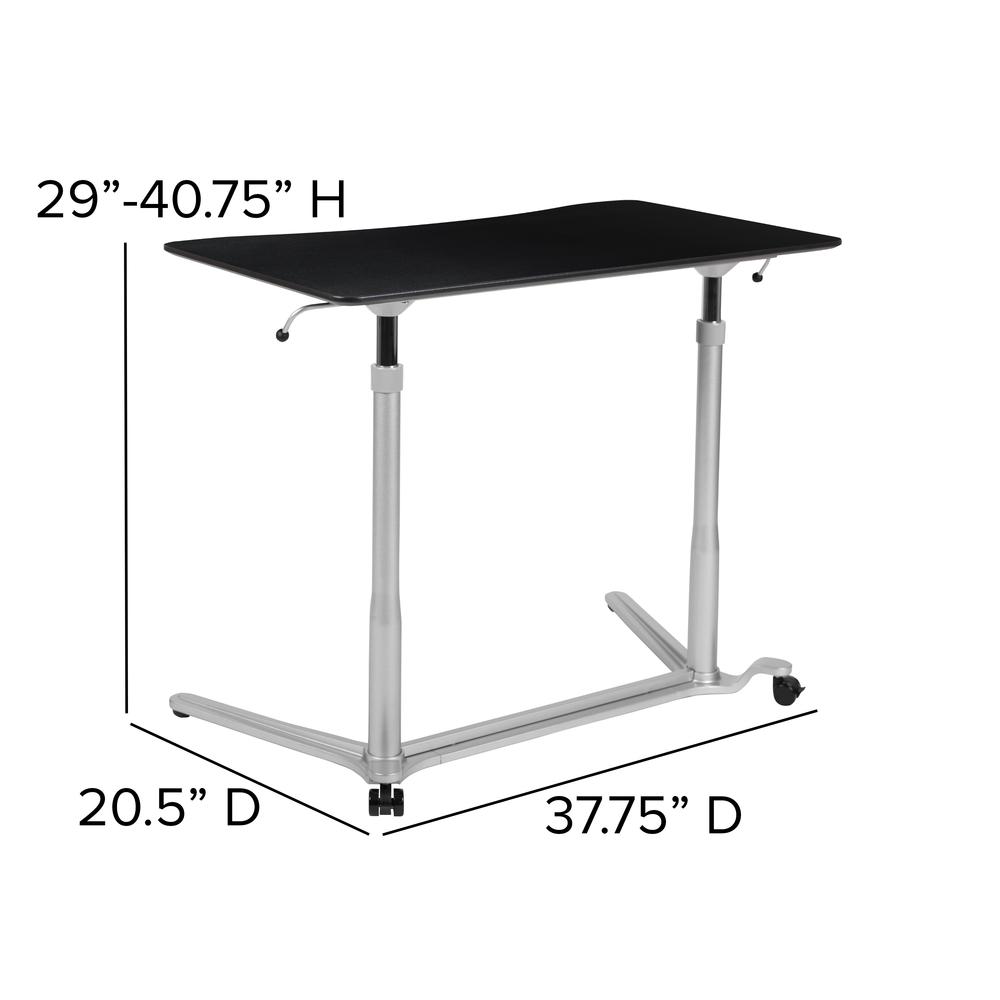 Sit-Down, Stand-Up Black Computer Ergonomic Desk with 37.375"W Top (Adjustable Range 29" - 40.75"). Picture 2