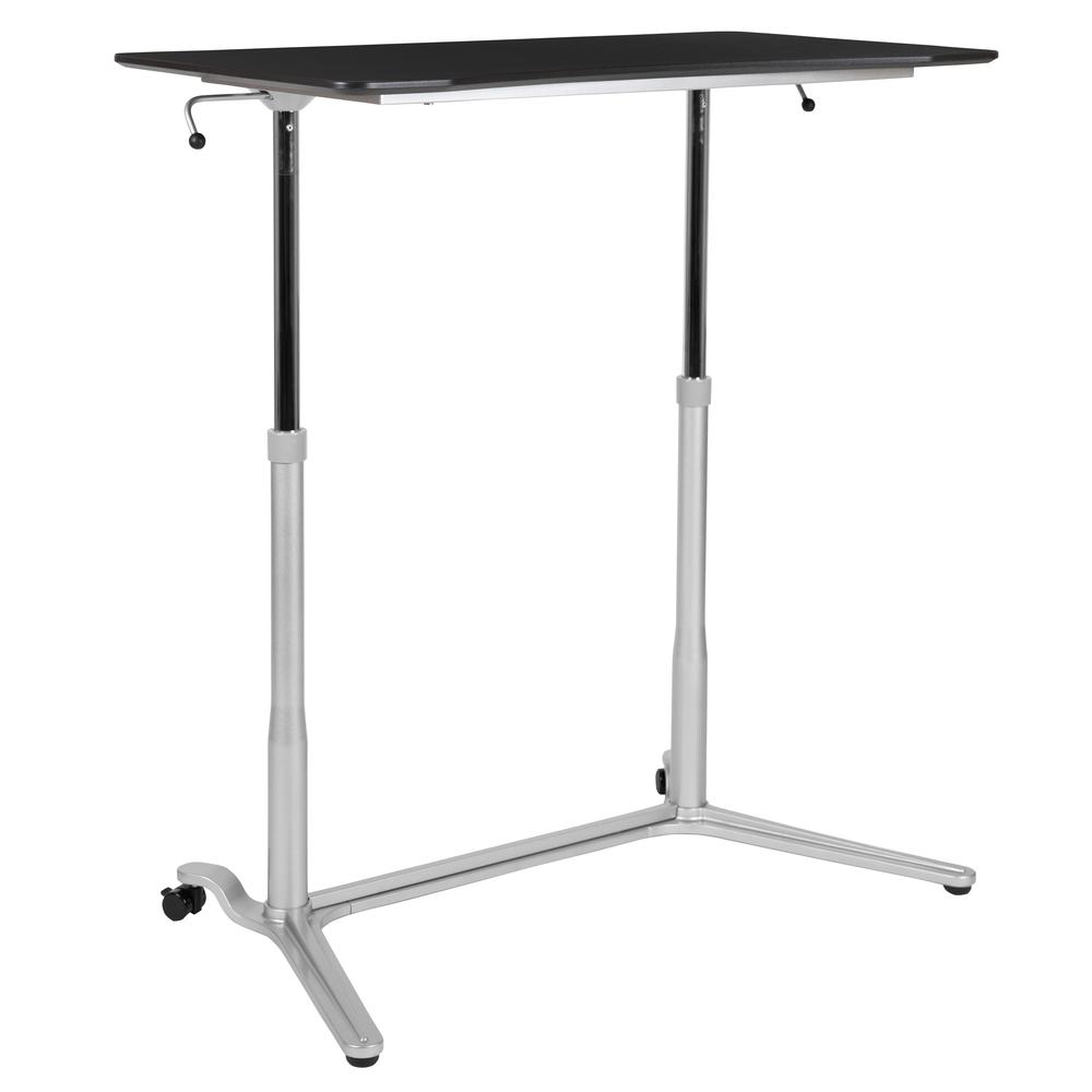 Sit-Down, Stand-Up Black Computer Ergonomic Desk with 37.375"W Top (Adjustable Range 29" - 40.75"). Picture 4