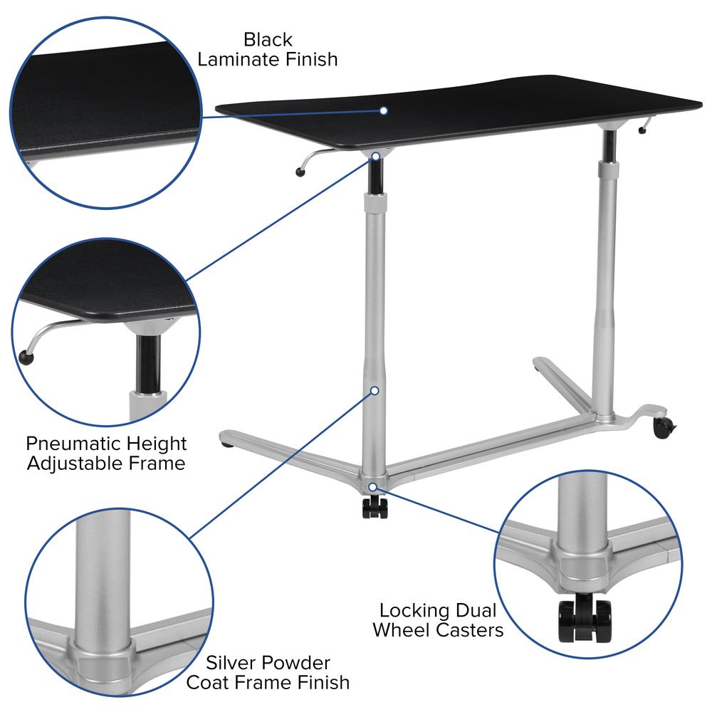 Sit-Down, Stand-Up Black Computer Ergonomic Desk with 37.375"W Top (Adjustable Range 29" - 40.75"). Picture 6
