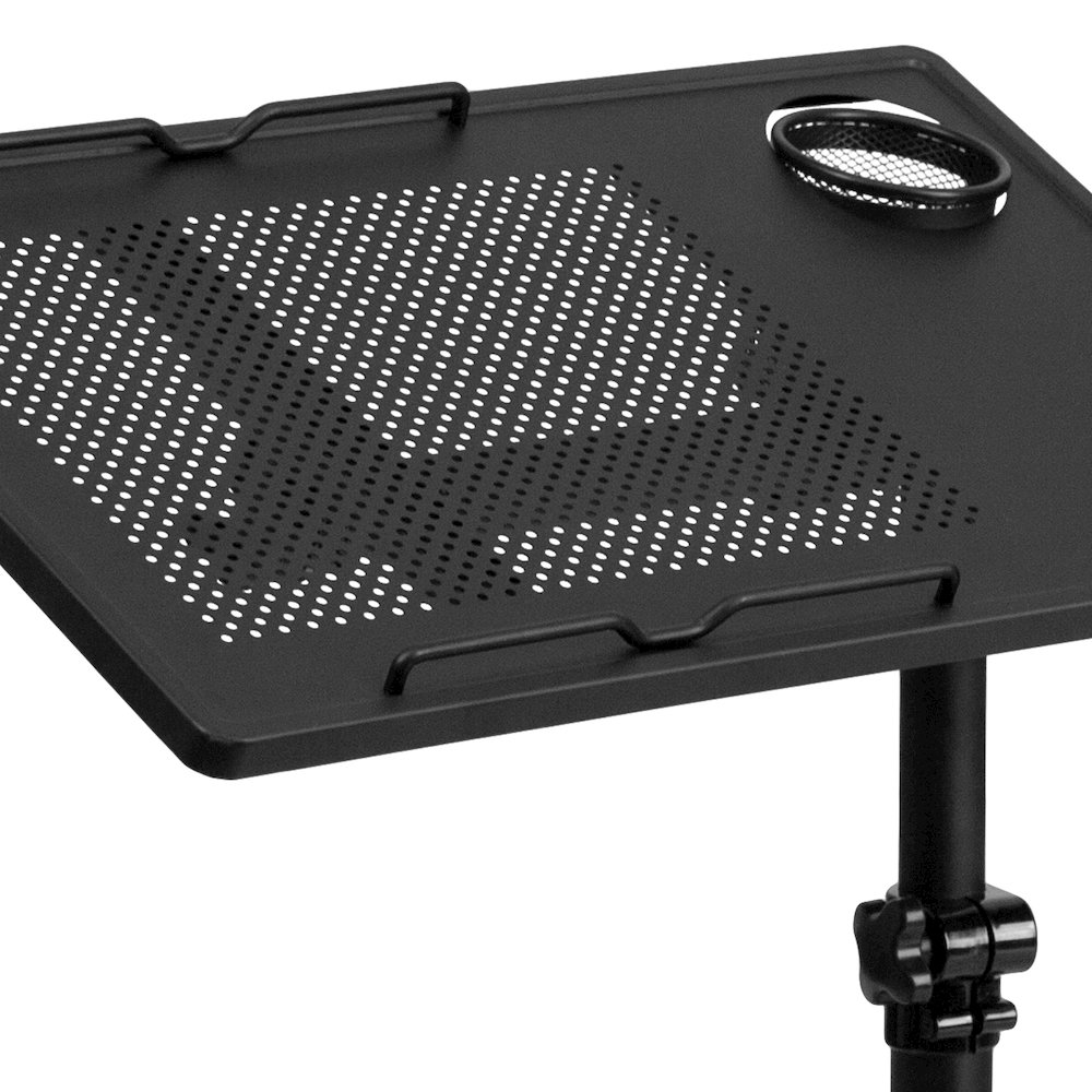 Black Adjustable Height Steel Mobile Computer Desk. Picture 9