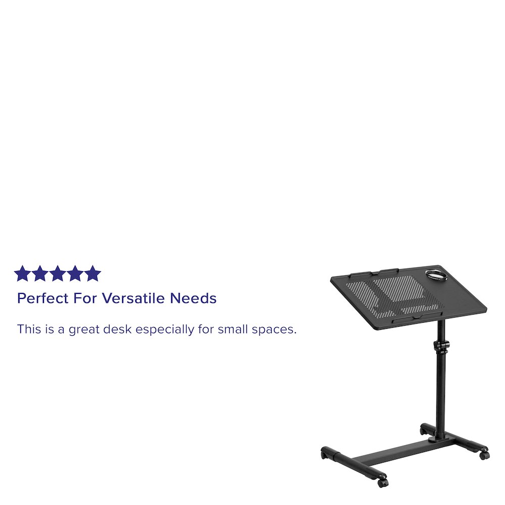 Black Adjustable Height Steel Mobile Computer Desk. Picture 4