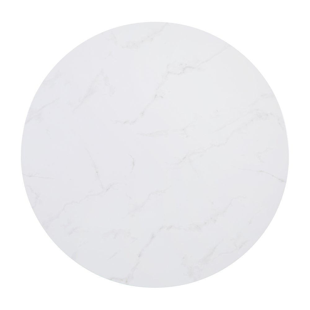 Coffee Table - White Marble Finish Accent Table with Brushed Gold Frame. Picture 8