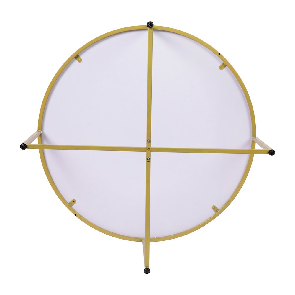 Coffee Table - White Marble Finish Accent Table with Brushed Gold Frame. Picture 9