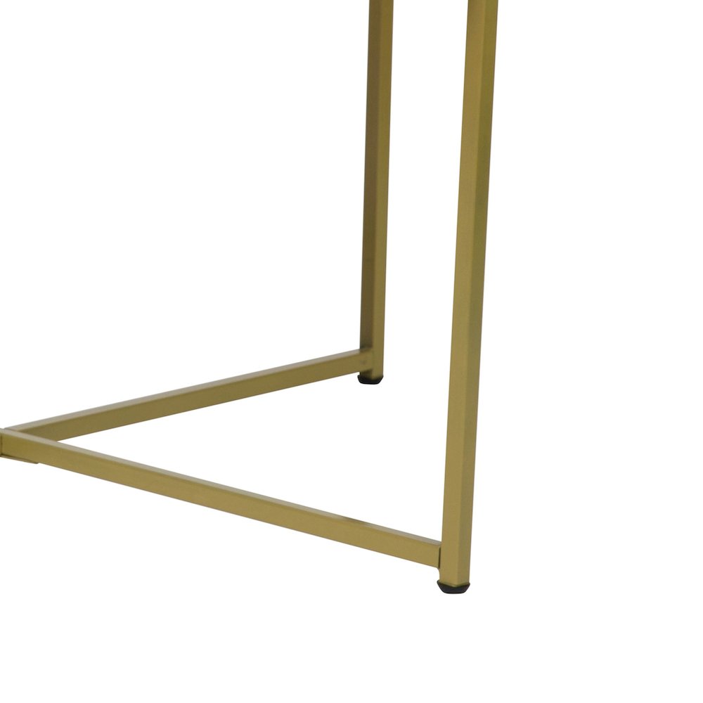 Coffee Table - White Marble Finish Accent Table with Brushed Gold Frame. Picture 10