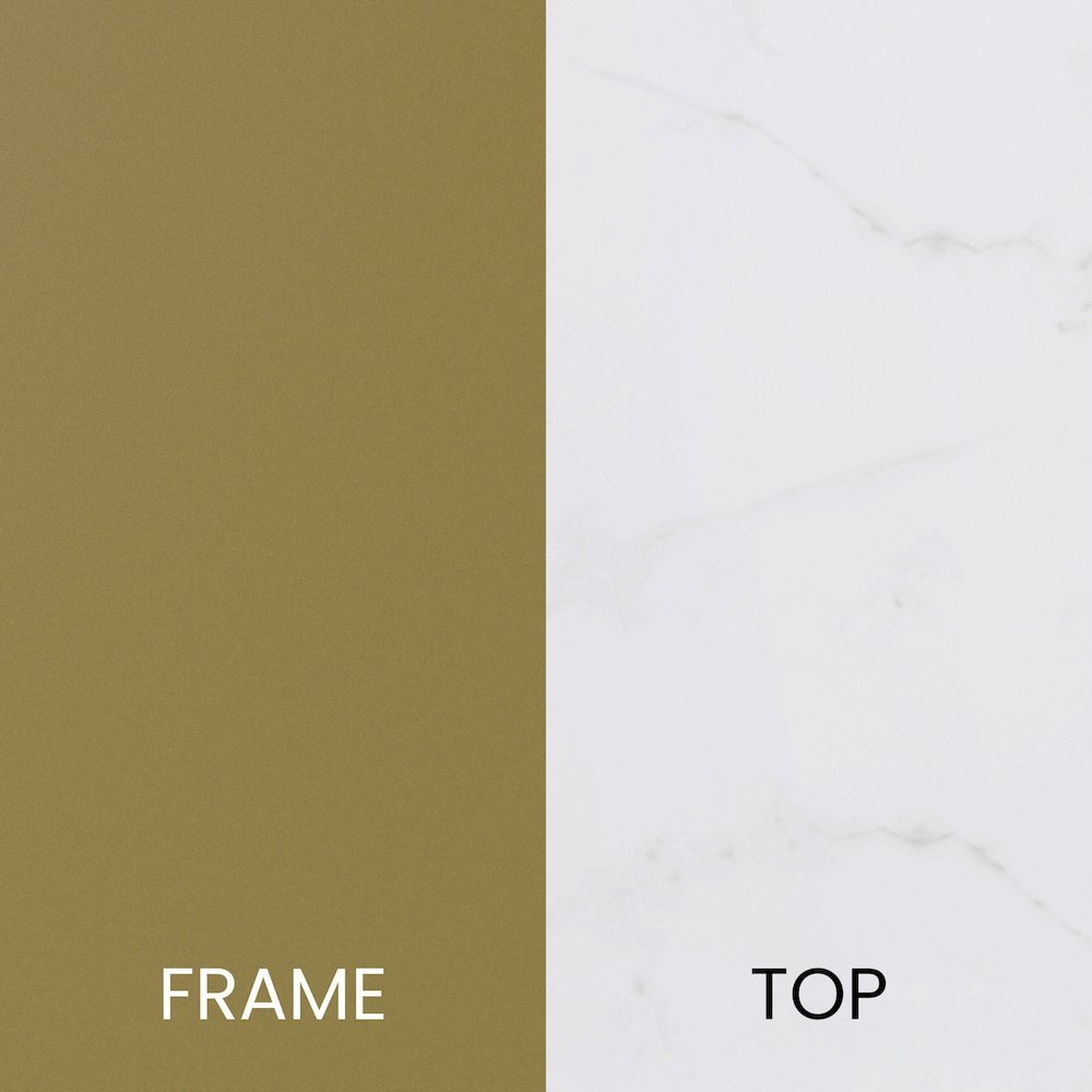 Coffee Table - White Marble Finish Accent Table with Brushed Gold Frame. Picture 11