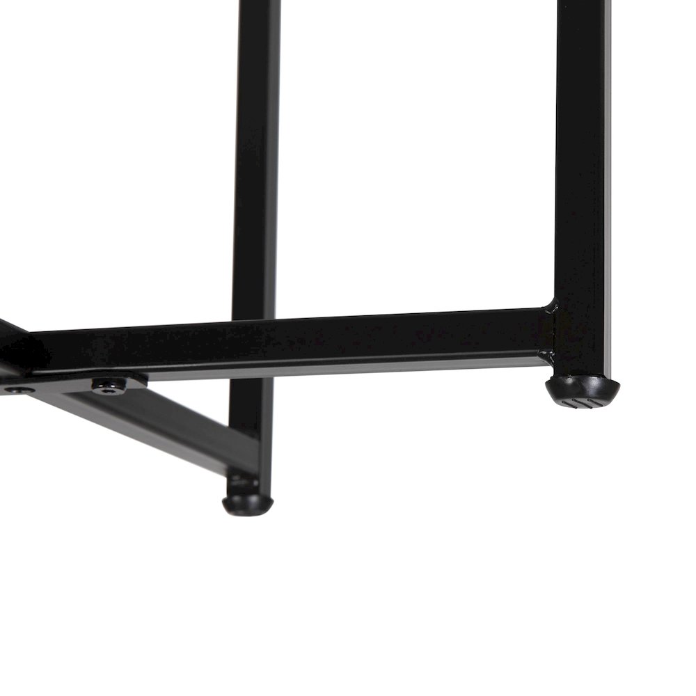 End Table - White Marble Finish Accent Table with Crisscross Matte Black Frame. Picture 10